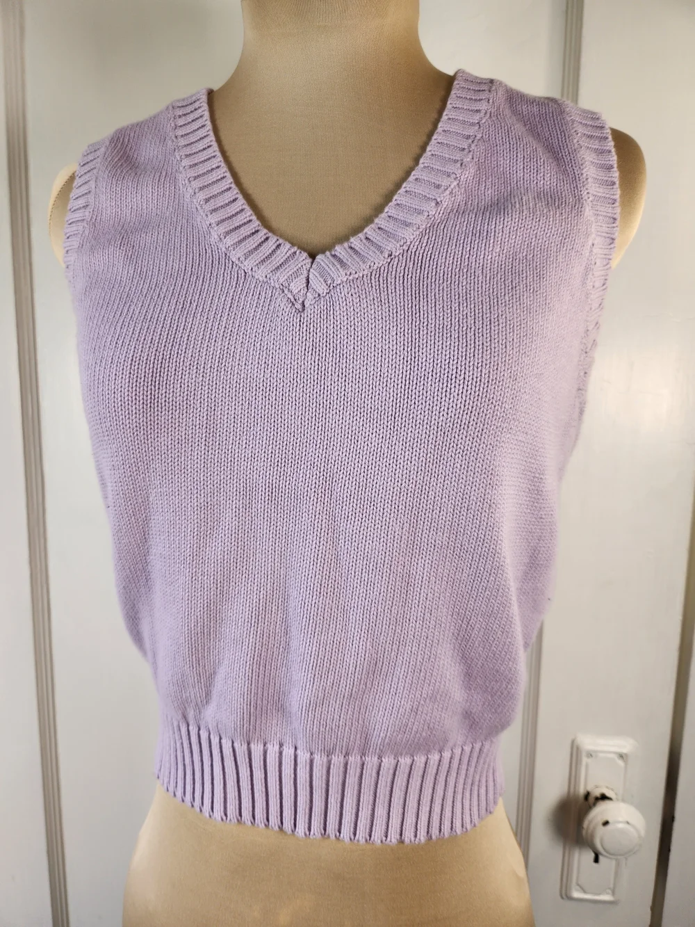 Brandy Melville 100% Cotton Pastel Lavender V-Neck Knit Sweater Vest